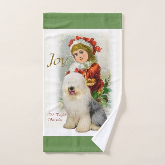 Old English Sheepdog Weihnachten Badhandtuch Set (Handtuch)