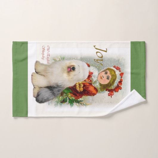 Old English Sheepdog Weihnachten Badhandtuch Set (Handtuch)