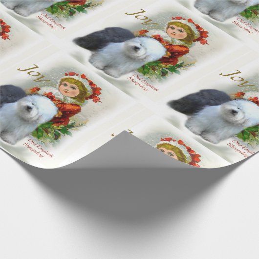 Old English Sheepdog Weihnachten Geschenkpapier (Ecke)
