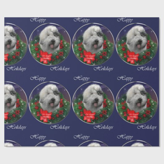 Old English Sheepdog Weihnachten Geschenkpapier (Flach)