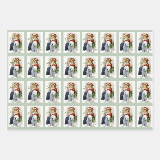 Old English Sheepdog Weihnachten Geschenkpapier Set (Vorderseite 2)