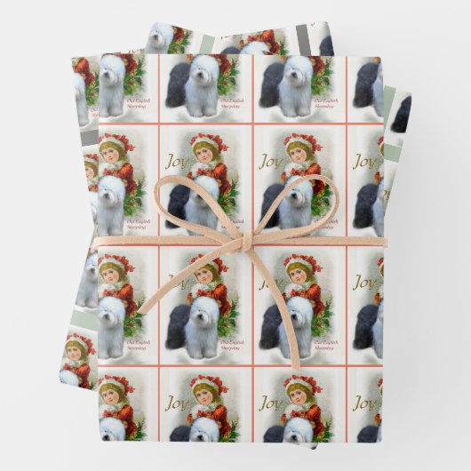 Old English Sheepdog Weihnachten Geschenkpapier Set (Beispiel)