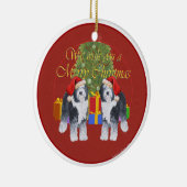 Old English Sheepdog Weihnachten Keramik Ornament (Rechts)