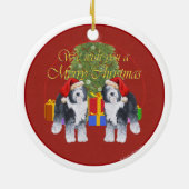 Old English Sheepdog Weihnachten Keramik Ornament (Hinten)