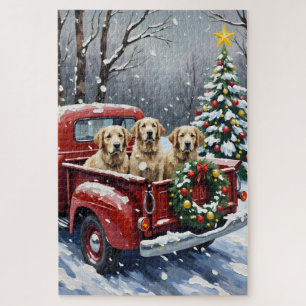 Old English Sheepdog Weihnachten Roter LKW Urlaub Puzzle