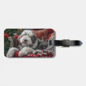 Old English Sheepdog Weihnachts-Festival Gepäckanhänger (Rückseite horizontal)