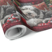 Old English Sheepdog Weihnachts-Festival Geschenkpapier (Rolleneckpunkt)