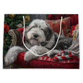 Old English Sheepdog Weihnachts-Festival Große Geschenktüte (Vorderseite)