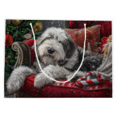 Old English Sheepdog Weihnachts-Festival Große Geschenktüte (Rückseite)