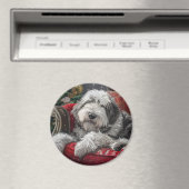 Old English Sheepdog Weihnachts-Festival Magnet (In Situ (Geschirrspüler))