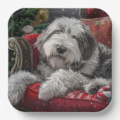 Old English Sheepdog Weihnachts-Festival Pappteller (Vorderseite)