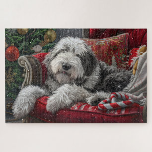 Old English Sheepdog Weihnachts-Festival Puzzle