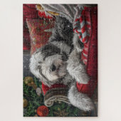 Old English Sheepdog Weihnachts-Festival Puzzle (Vertikal)