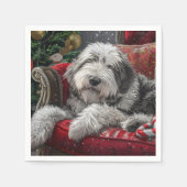 Old English Sheepdog Weihnachts-Festival Serviette (Vorderseite)