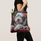 Old English Sheepdog Weihnachts-Festival Tasche (Von Nahem)