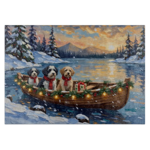 Old English Sheepdog Weihnachtsboot Urlaub Schneidebrett