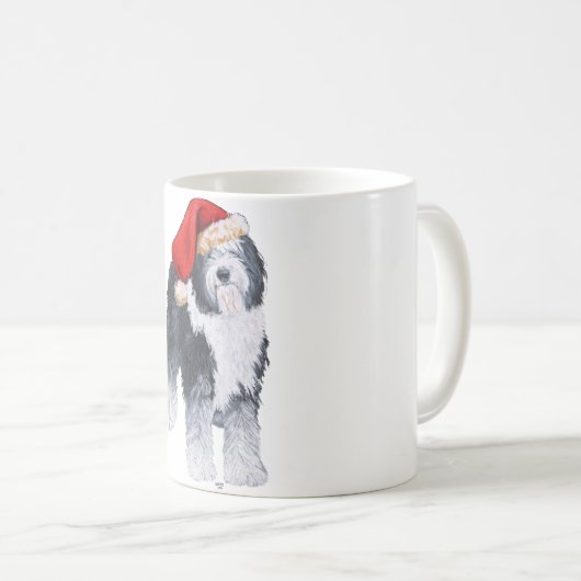 Old English Sheepdog Weihnachtsmannmütze Kaffeetasse (VorderseiteRechts)