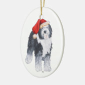 Old English Sheepdog Weihnachtsmannmütze Keramik Ornament (Links)