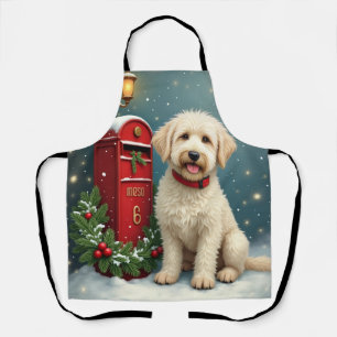 Old English Sheepdog Weihnachtspostkarte im Vintag Schürze