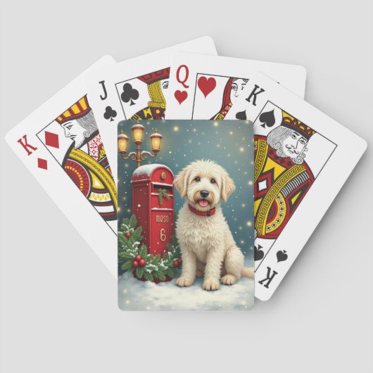 Old English Sheepdog Weihnachtspostkarte im Vintag Spielkarten (Rückseite)