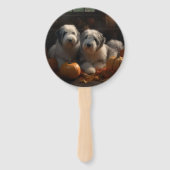 Old English Sheepdog Welpe Autumn Delight Pumpkin Fächer (Rückseite)