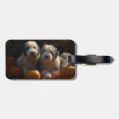 Old English Sheepdog Welpe Autumn Delight Pumpkin Gepäckanhänger (Rückseite horizontal)
