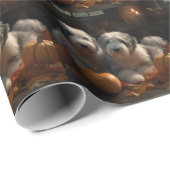 Old English Sheepdog Welpe Autumn Delight Pumpkin Geschenkpapier (Rolleneckpunkt)