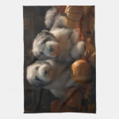 Old English Sheepdog Welpe Autumn Delight Pumpkin Geschirrtuch (Vertikal)