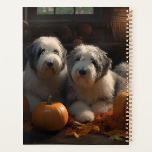 Old English Sheepdog Welpe Autumn Delight Pumpkin Planer (Rückseite)