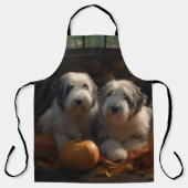 Old English Sheepdog Welpe Autumn Delight Pumpkin Schürze (Vorderseite)