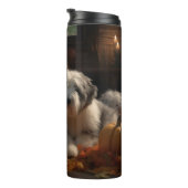 Old English Sheepdog Welpe Autumn Delight Pumpkin Thermosbecher (Nach rechts gedreht)