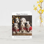 Old English Sheepdog Welpen Weihnachtskarte Karte (Gelbe Blume)