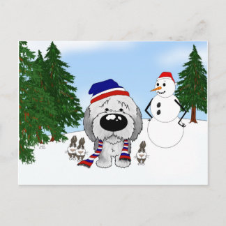 Old English Sheepdog Winterszene Postkarte