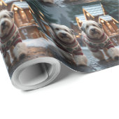 Old English Sheepdogs Christmas Snow Holiday Geschenkpapier (Rolleneckpunkt)