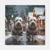 Old English Sheepdogs Christmas Snow Holiday Magnet (Vorne)