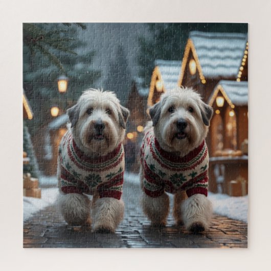 Old English Sheepdogs Christmas Snow Holiday Puzzle (Vertikal)