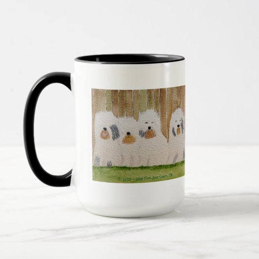 Old English Sheepdogs Original Art Tasse (Links)
