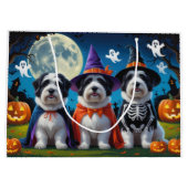 Old English Sheepdogs Pumpkin Halloween Funny Große Geschenktüte (Rückseite)
