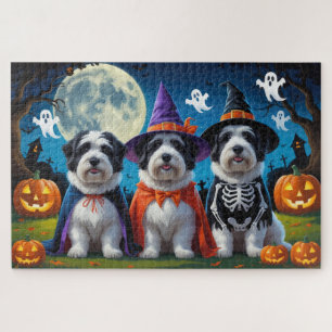 Old English Sheepdogs Pumpkin Halloween Funny Puzzle
