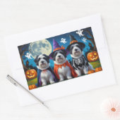 Old English Sheepdogs Pumpkin Halloween Funny Rechteckiger Aufkleber (Umschlag)