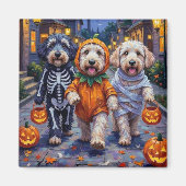 Old English Sheepdogs Trick-or-Treating Halloween Magnet (Vorne)
