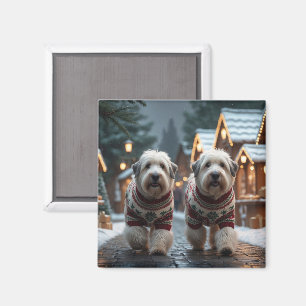 Old English Sheepdogs Weihnachten Schnee Urlaub Magnet