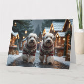 Old English Sheepdogs Weihnachtsschnee Holiday Karte (Vorderseite)