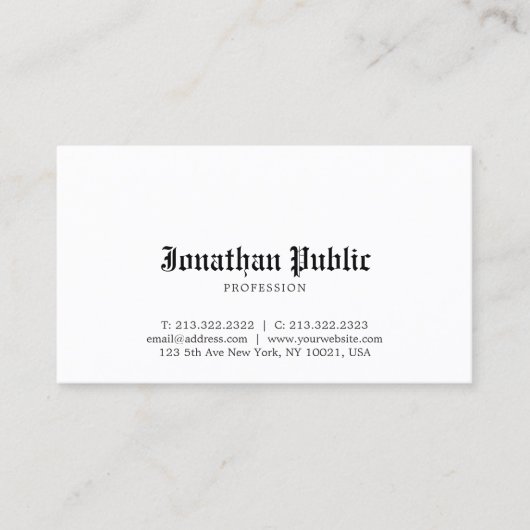 Old English Style Nostalgic Look Beruflich Chic Visitenkarte (Vorderseite)