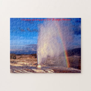 Old Faithful Geysir Yellowstone. Weihnachtsgruß Puzzle