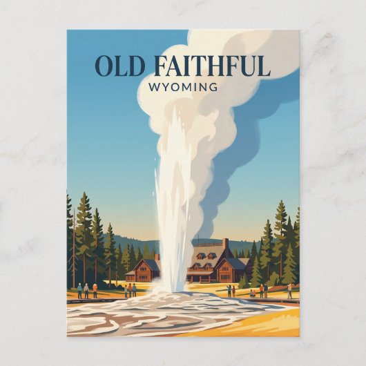 Old Faithful USA Postkarte (Vorderseite)