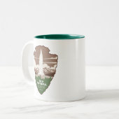 Old Faithful Yellowstone National Park Arrowhead Zweifarbige Tasse (Vorderseite Links)