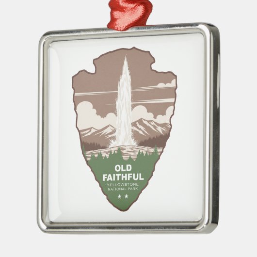 Old Faithful Yellowstone National Park Pfeilspitze Ornament Aus Metall (Links)