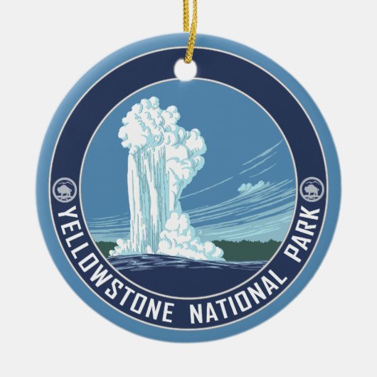 Old Faithful - Yellowstone Nationalpark Souvenir Keramik Ornament (Vorne)