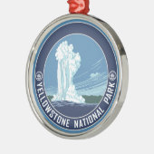 Old Faithful - Yellowstone Nationalpark Souvenir Silbernes Ornament (Links)